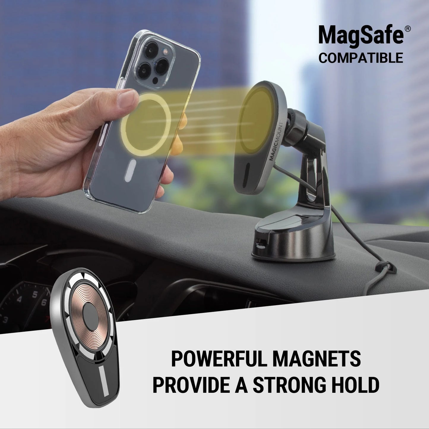 MPQMWD-SP1 Charge Pro Qi2 Magsafe 15W Fast Wireless Car Charger Dash/Windshield Mount Black