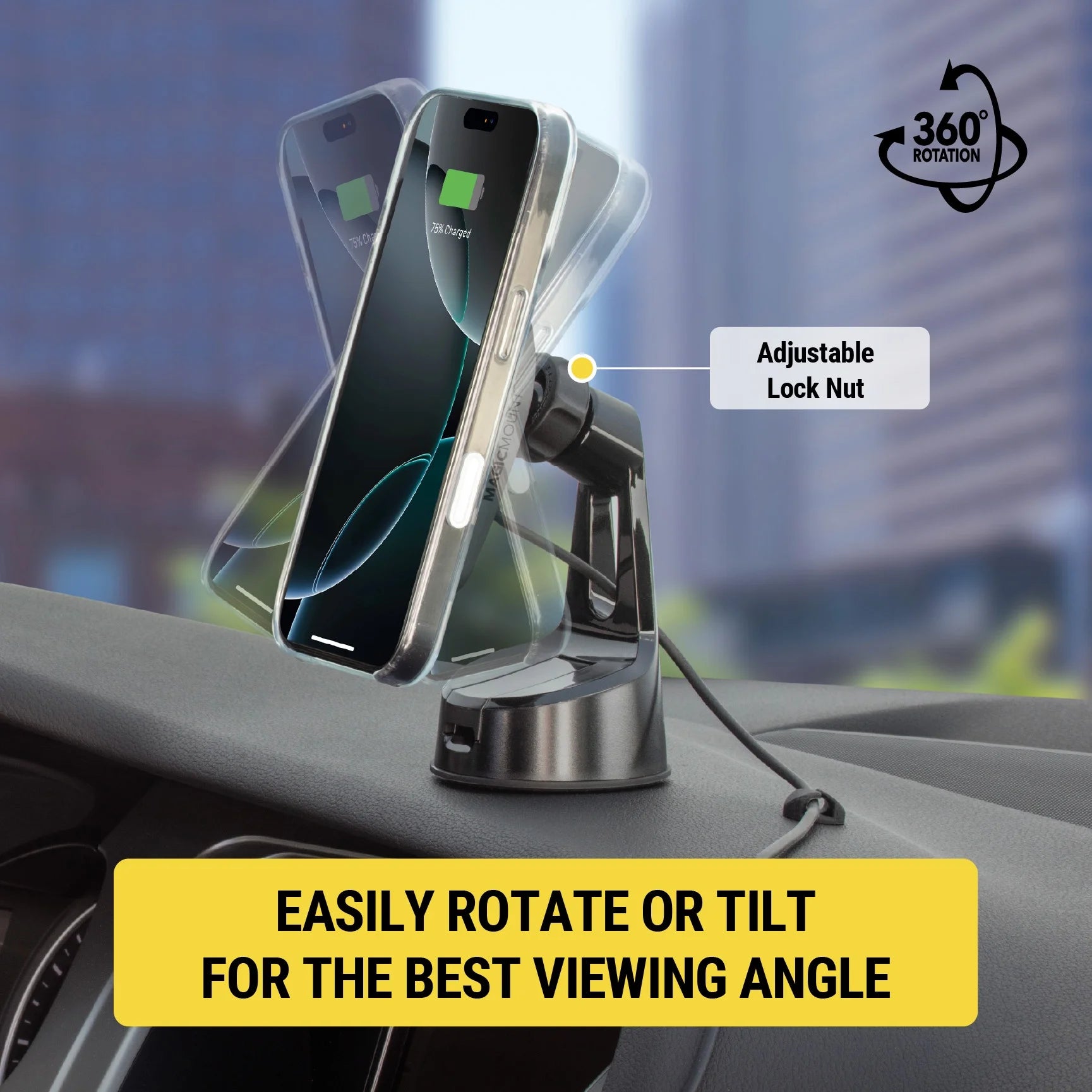 MPQMWD-SP1 Charge Pro Qi2 Magsafe 15W Fast Wireless Car Charger Dash/Windshield Mount Black