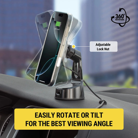 MPQMWD-SP1 Charge Pro Qi2 Magsafe 15W Fast Wireless Car Charger Dash/Windshield Mount Black